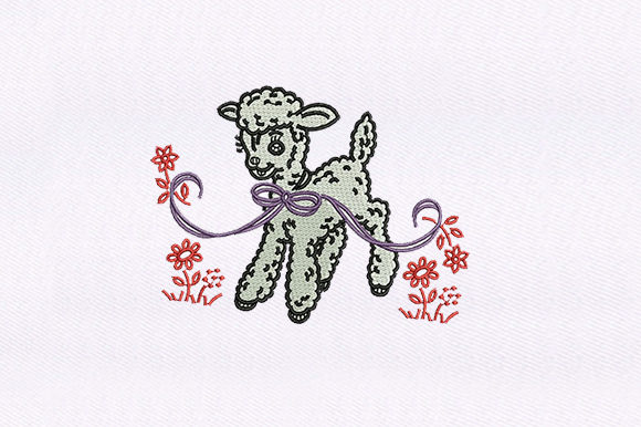 Bow Marys Lamb Embroidery Design