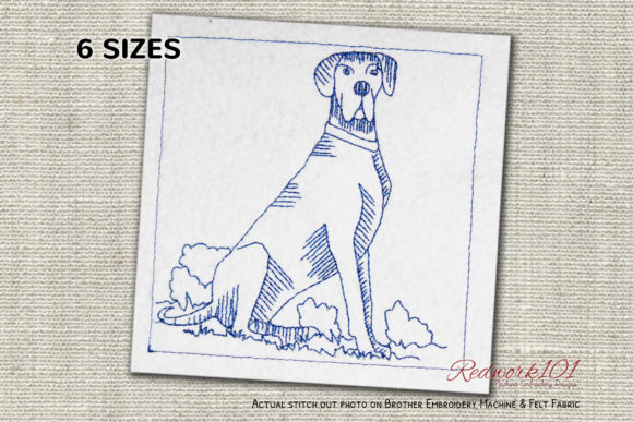 Great Dane Dog Redwork for Seasonal Embroidery