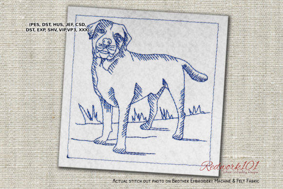 Labrador Dog Redwork Design Review