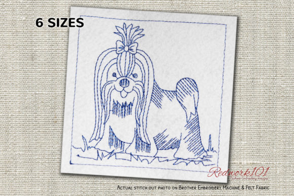 Shih Tzu Dog Redwork Design Review