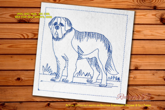 St. Bernard Dog Lineart for Seasonal Embroidery